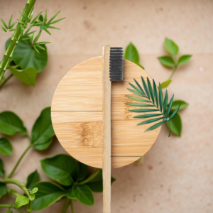 Organic Bamboo Toothbrush Pack of 4 Charcoal Activated Soft Bristles, Biodegradable Toothbrush