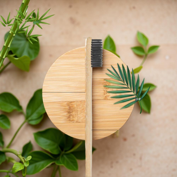 Organic Bamboo Toothbrush Pack of 4 Charcoal Activated Soft Bristles, Biodegradable Toothbrush