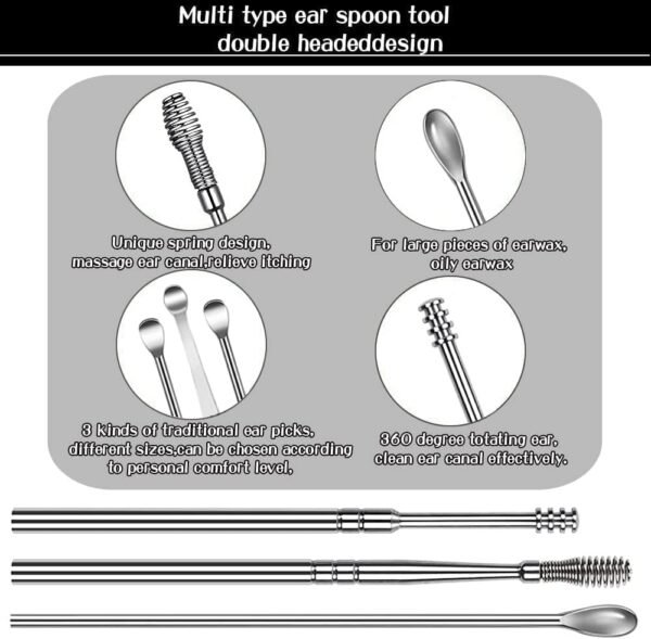 Premium 6 in 1 Ear Wax Cleaner Set, Ear Wax Remover Stainless Steel Tool kit