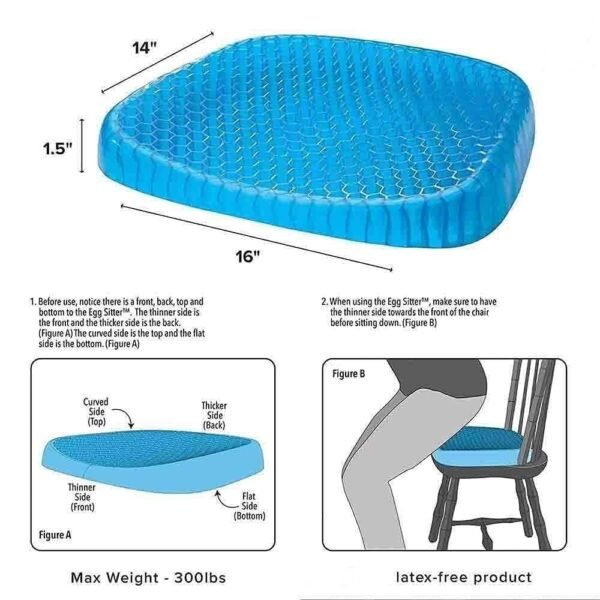 PRODUCT IMAGE: Honeycomb Silicone Gel Cushion Seater For Car, Office Chairs