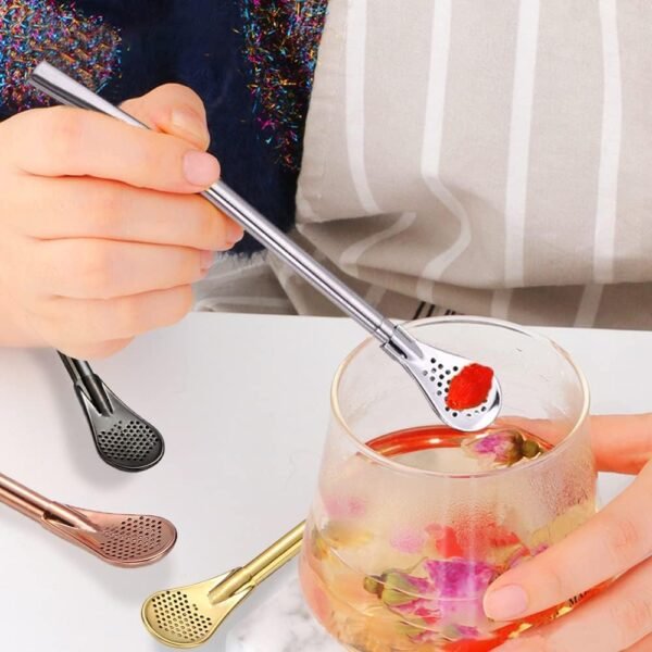 PRODUCT IMAGE: Stainless Steel Straw Filter Spoon 2 pcs