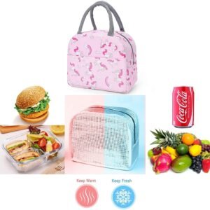 Insulated Nylon Lunch Bags Pink Unicorn Themed