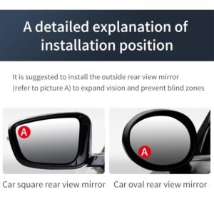 Rear Blind Spot Round Convex Mirror with Adjustable Wide Angle for Cars (2 Pieces)