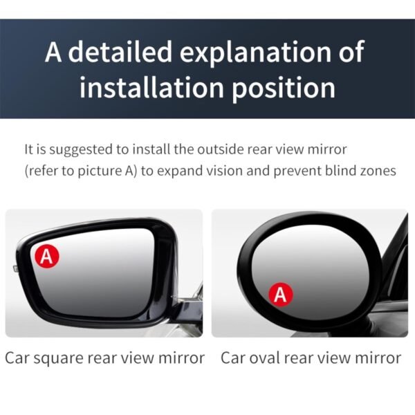 Rear Blind Spot Round Convex Mirror with Adjustable Wide Angle for Cars (2 Pieces)