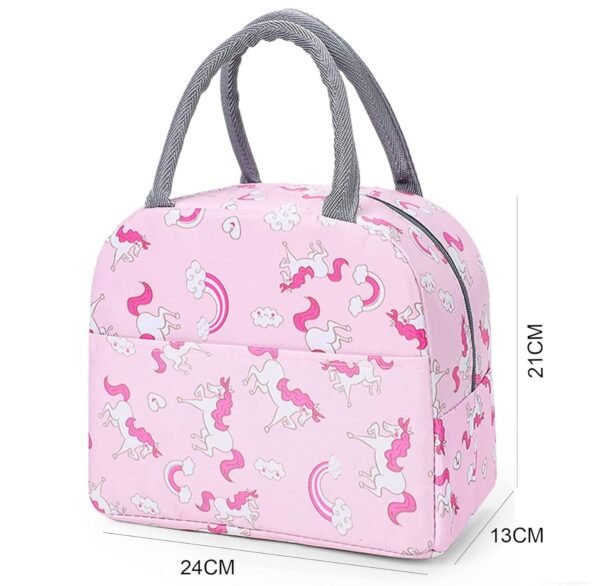 Insulated Nylon Lunch Bags Pink Unicorn Themed