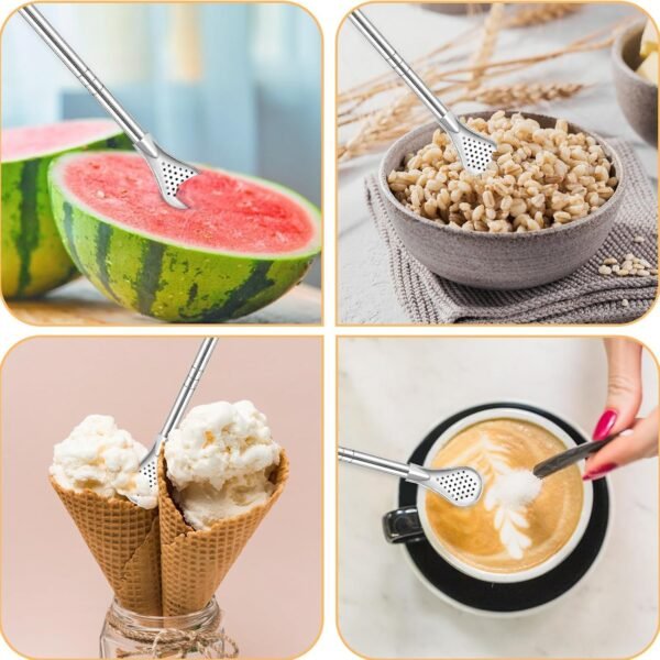 PRODUCT IMAGE: Stainless Steel Straw Filter Spoon 2 pcs