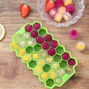Summer combo 37 Cavity Silicone Ice Cube Tray with Set of 6 Plastic Reusable Ice Pop Makers
