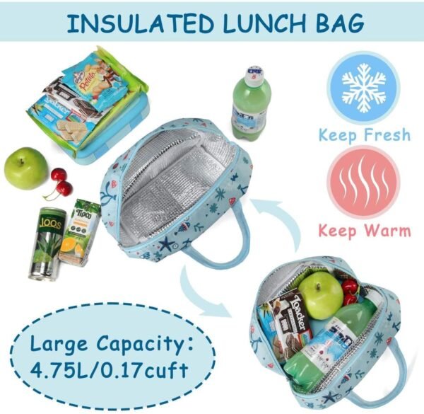 Lunch Bags Unisex Lunch Box Bag - Sea Blue Themeulated Nylon Lun - Image 3