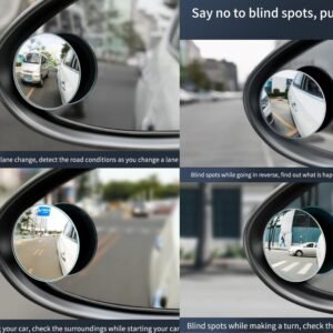 Rear Blind Spot Round Convex Mirror with Adjustable Wide Angle for Cars (2 Pieces)