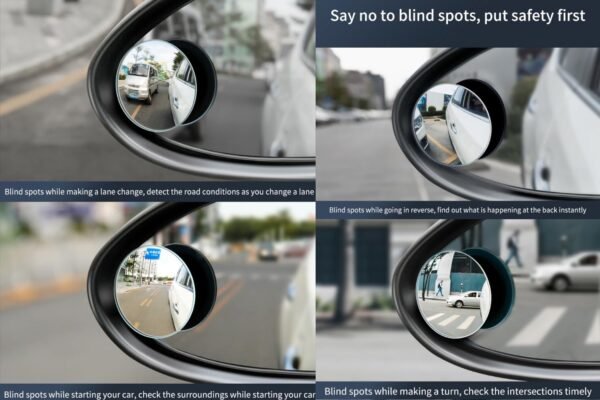 Rear Blind Spot Round Convex Mirror with Adjustable Wide Angle for Cars (2 Pieces)