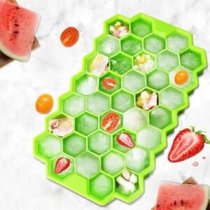 Summer combo 37 Cavity Silicone Ice Cube Tray with Set of 6 Plastic Reusable Ice Pop Makers