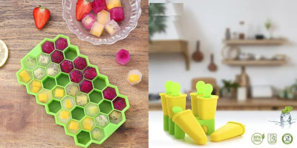 Summer combo  37 Cavity Silicone Ice Cube Tray with Set of 6 Plastic Reusable Ice Pop Makers - Image 10
