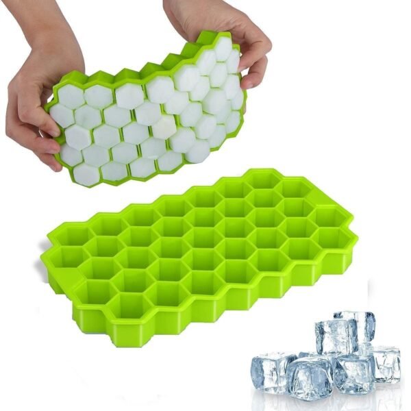 Summer combo 37 Cavity Silicone Ice Cube Tray with Set of 6 Plastic Reusable Ice Pop Makers