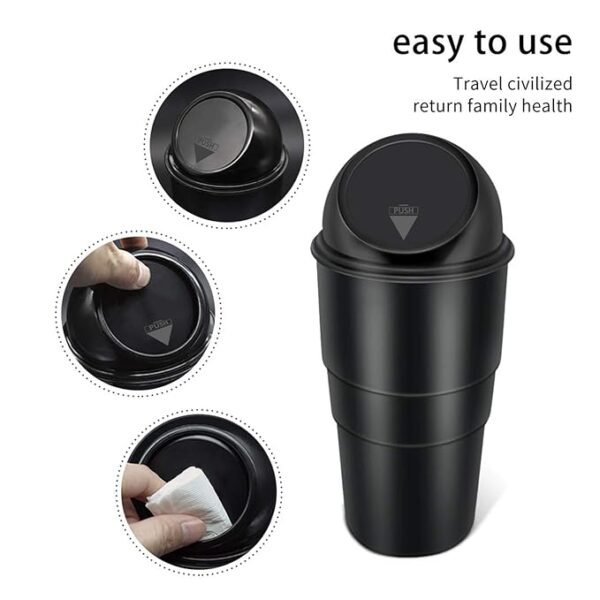 Car Dustbin | Dustbin For Car |Trash Bin | Car Bin Mini | Portable Trash Can, Home, Office (Black) - Image 4