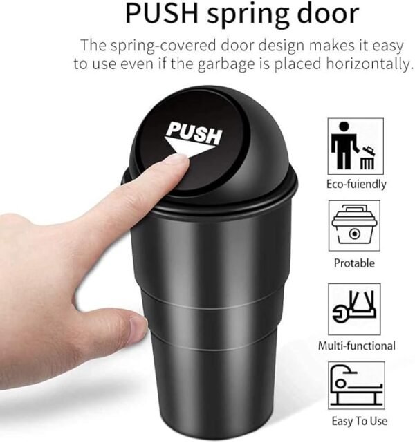 Car Dustbin | Dustbin For Car |Trash Bin | Car Bin Mini | Portable Trash Can, Home, Office (Black) - Image 3
