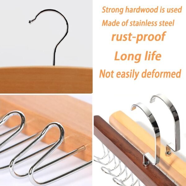 Wooden Hanger - Multipurpose Adjustable 8 Hooks Closet Wooden Hanger - Image 2